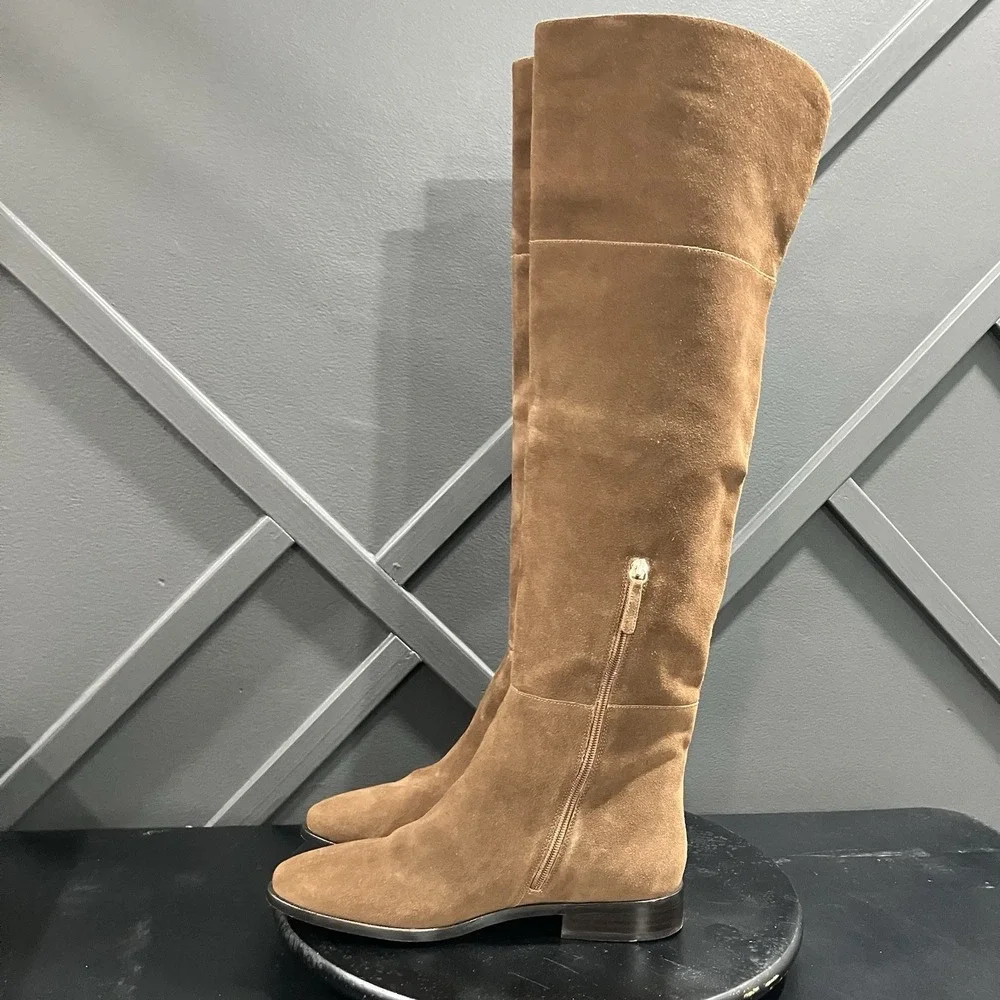 J.Crew Tan Suede Over the Knee Boots Women's Size 10.5 Low Heel Leather Sole